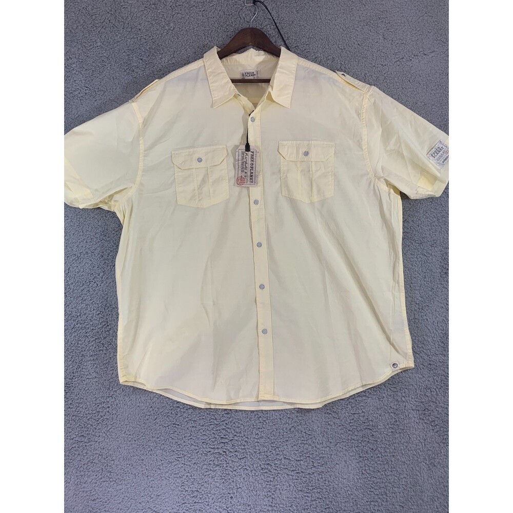Men's Free Planet 4X Button-up Short Sleeve 4X Yellow Shirt Stretch